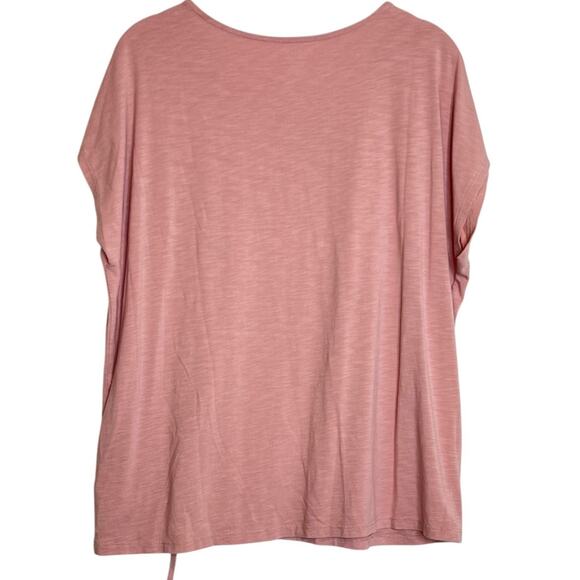 Rachel Rachel Roy Womens XL Pink Side Ruched Knit Top Modal Cotton Blend Slub - Picture 3 of 5